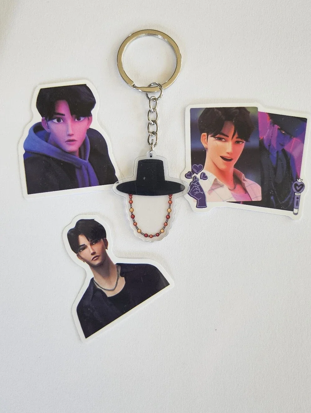 New Kpop Demon Hunters jinu keyring, keychain,  Saja boys. Plus 3 stickers